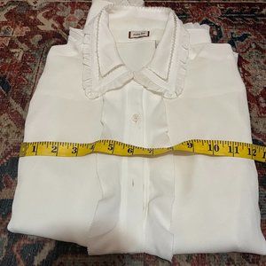 Sunday Best Cream White Button Down with Ruffle Collar and Sleeve NWOT Size S